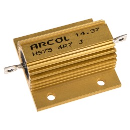 1 pcs - Arcol, 4.7Ω 75W Wire Wound Chassis Mount Resistor HS75 4R7 J ±5%