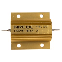 1 pcs - Arcol, 4.7Ω 75W Wire Wound Chassis Mount Resistor HS75 4R7 J ±5%