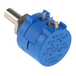 1 pcs - Bourns 100kΩ Rotary Potentiometer 10-Turns 1-Gang Panel Mount, 3590S-2-104L