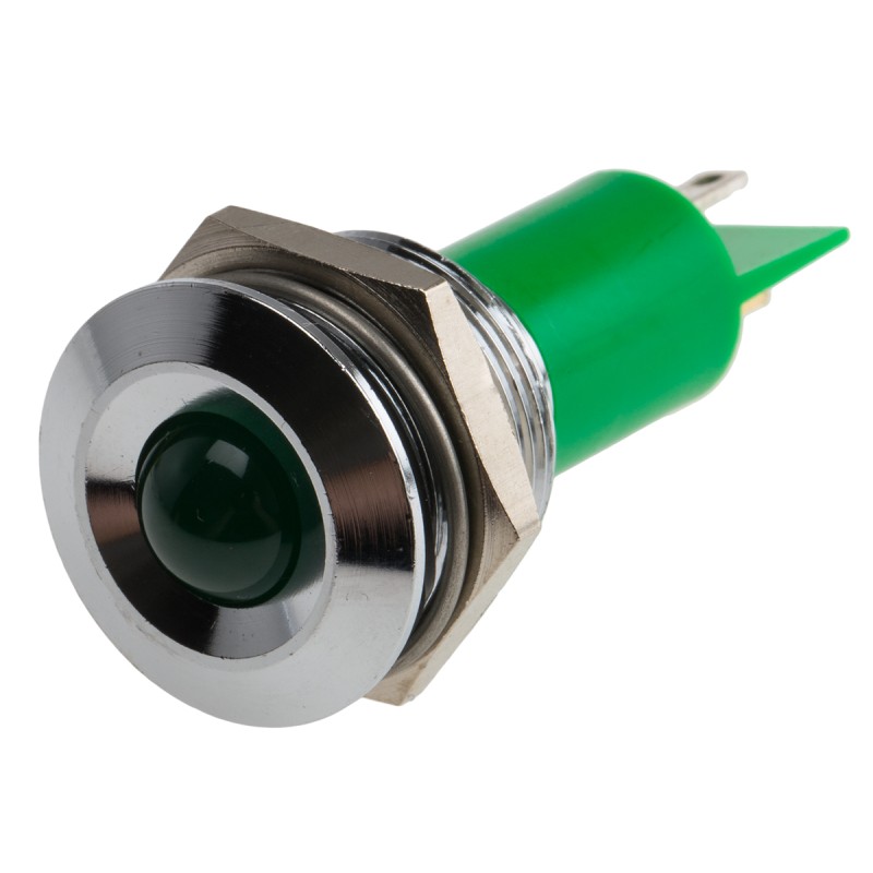 1 pcs - RS PRO Green Panel Mount Indicator, 130 V dc, 230V ac, 19mm Mounting Hole Size