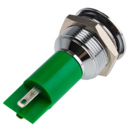 1 pcs - RS PRO Green Panel Mount Indicator, 130 V dc, 230V ac, 19mm Mounting Hole Size