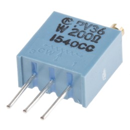1 pcs - 200Ω, Through Hole Trimmer Potentiometer 0.5W Top Adjust Bourns, PV36