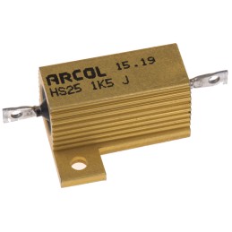 1 pcs - Arcol, 1.5kΩ 25W Wire Wound Chassis Mount Resistor HS25 1K5 J ±5%
