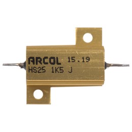 1 pcs - Arcol, 1.5kΩ 25W Wire Wound Chassis Mount Resistor HS25 1K5 J ±5%