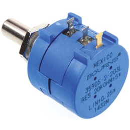 1 pcs - Bourns 20kΩ Rotary Potentiometer 10-Turns 1-Gang Panel Mount, 3590S-2-203L