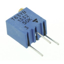 1 pcs - 50kΩ, Through Hole Trimmer Potentiometer 0.25W Top Adjust Vishay, T63
