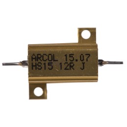 100 pcs - Arcol, 12Ω 15W Wire Wound Chassis Mount Resistor HS15 12R J ±5%