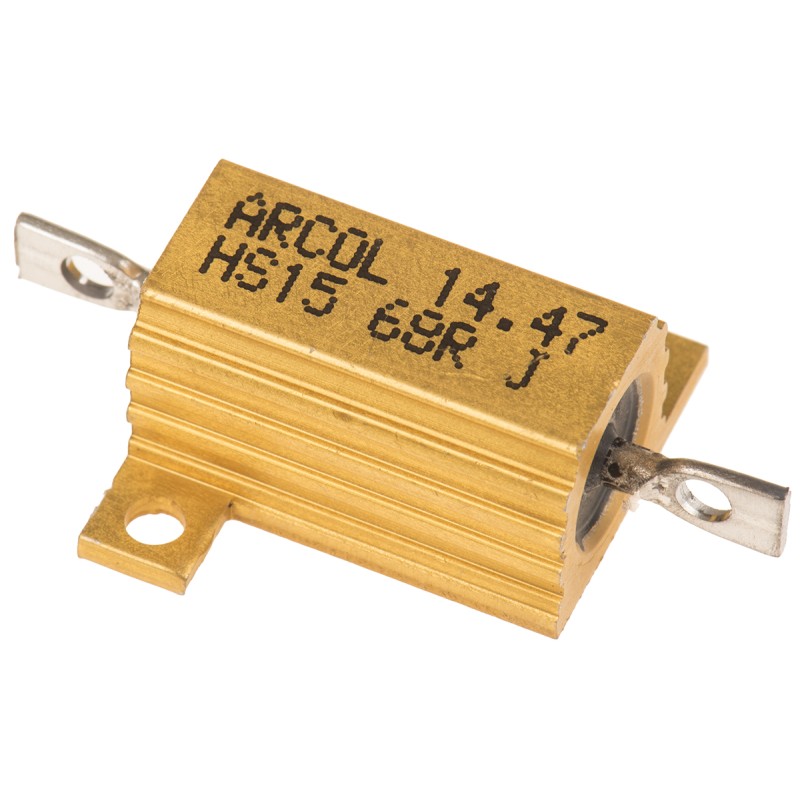 100 pcs - Arcol, 68Ω 15W Wire Wound Chassis Mount Resistor HS15 68R J ±5%