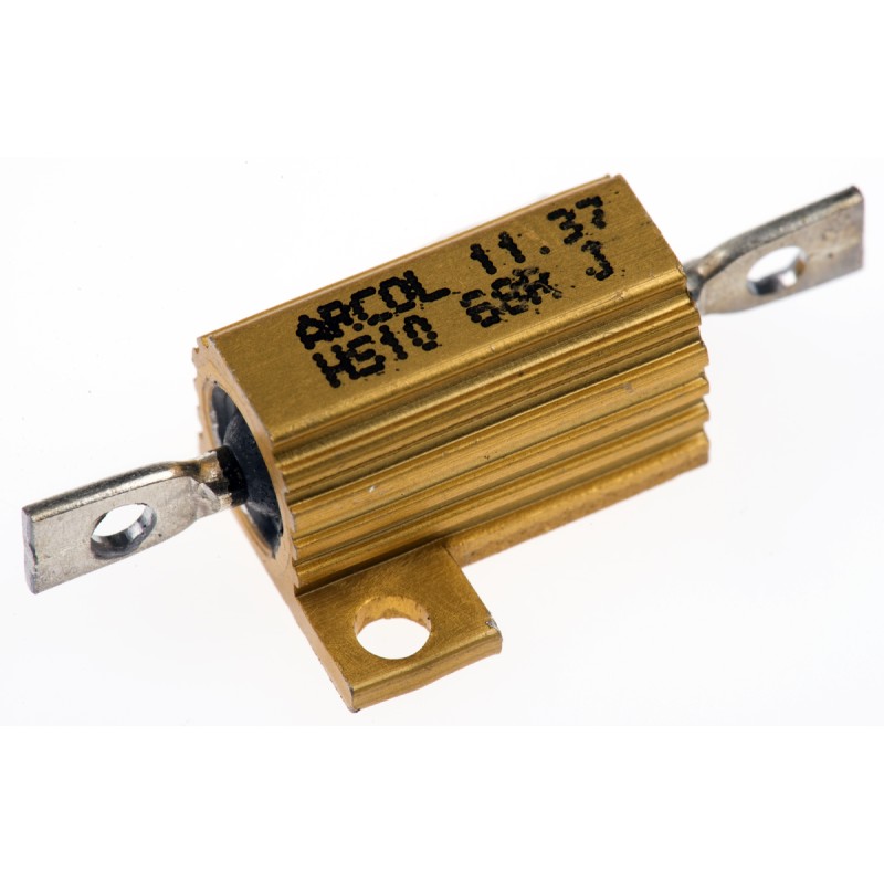 100 pcs - Arcol, 68Ω 10W Wire Wound Chassis Mount Resistor HS10 68R J ±5%