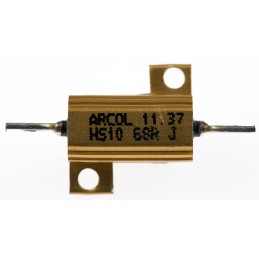 100 pcs - Arcol, 68Ω 10W Wire Wound Chassis Mount Resistor HS10 68R J ±5%