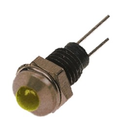 1 pcs - Bulgin Yellow Panel Mount Indicator, 2V, 6.1mm Mounting Hole Size, Lead Wires Termination