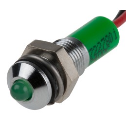 1 pcs - RS PRO Green Panel Mount Indicator, 24V dc, 6mm Mounting Hole Size, Lead Wires Termination, IP67