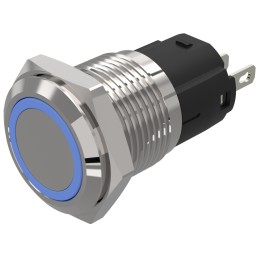 1 pcs - EAO 82 Series Blue Indicator, 24V ac/dc, 16mm Mounting Hole Size, Solder Tab Termination, IP65, IP67