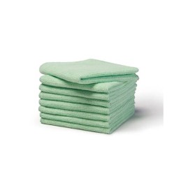 24 pcs - Rubbermaid Commercial Products Microfiber Light Duty Cloth Green Microfibre Cloths for Wet/Dry, Case of 24