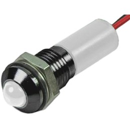 1 pcs - RS PRO White Panel Mount Indicator, 220V ac, 8mm Mounting Hole Size, Lead Wires Termination, IP67
