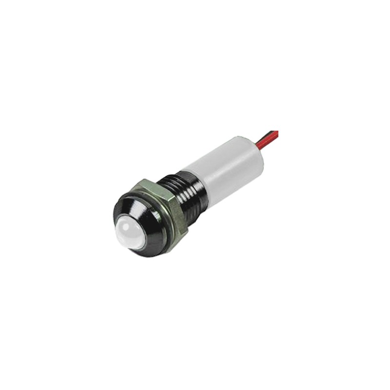 1 pcs - RS PRO White Panel Mount Indicator, 220V ac, 8mm Mounting Hole Size, Lead Wires Termination, IP67