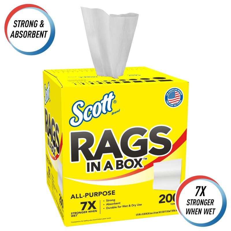 8 pcs - Kimberly Clark Scott Rags In A Box Wet & Dry Industrial Wipes, Box of 1600