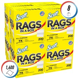 8 pcs - Kimberly Clark Scott Rags In A Box Wet & Dry Industrial Wipes, Box of 1600