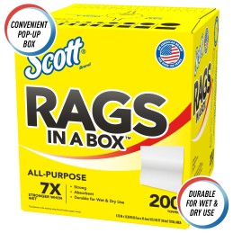 8 pcs - Kimberly Clark Scott Rags In A Box Wet & Dry Industrial Wipes, Box of 1600
