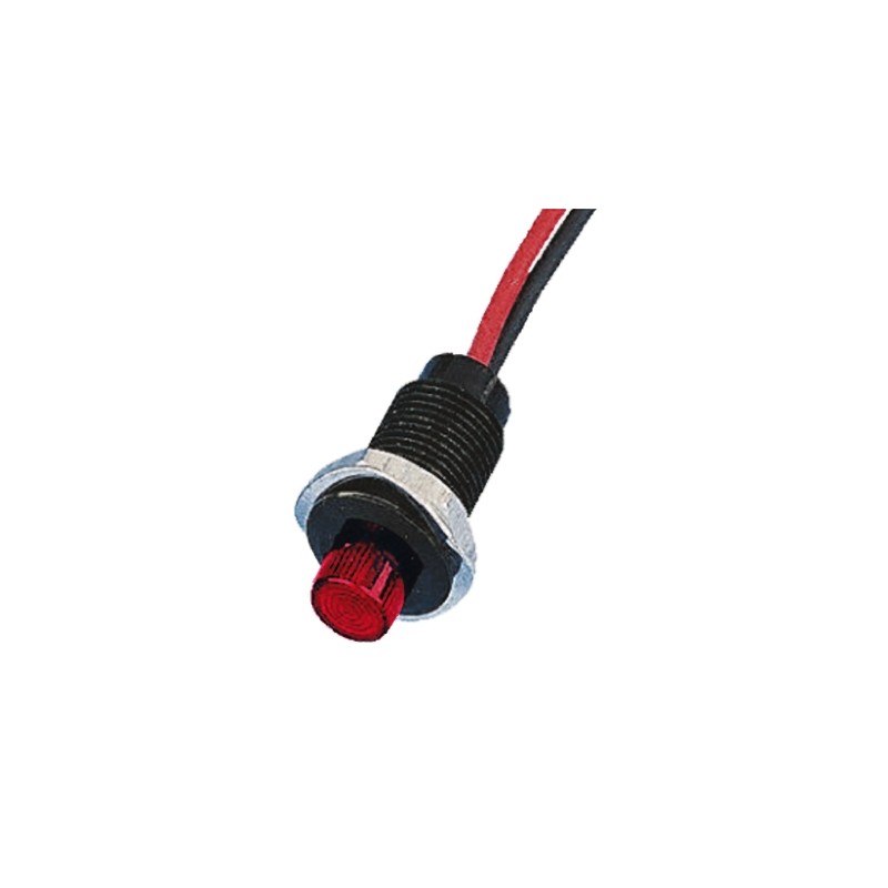 1 pcs - Oxley Red Panel Mount Indicator, 10.2mm Mounting Hole Size, Lead Wires Termination