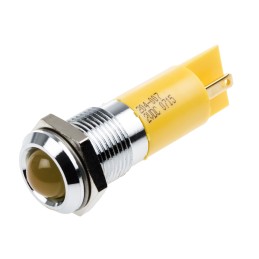 1 pcs - RS PRO Yellow Panel Mount Indicator, 2V dc, 14mm Mounting Hole Size, Solder Tab Termination