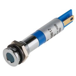 1 pcs - RS PRO Blue Panel Mount Indicator, 24V dc, 8mm Mounting Hole Size, Faston, Solder Lug Termination, IP67