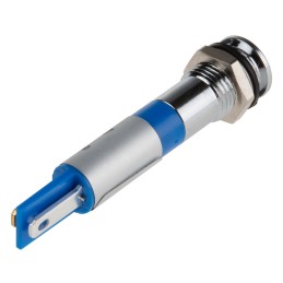1 pcs - RS PRO Blue Panel Mount Indicator, 24V dc, 8mm Mounting Hole Size, Faston, Solder Lug Termination, IP67