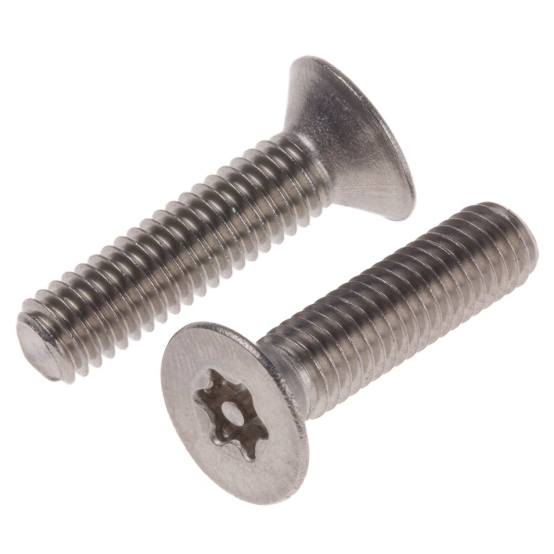 1 Bag of 50 - RS PRO Plain Flat Stainless Steel Tamper Proof Security Screw, M6 x 25mm