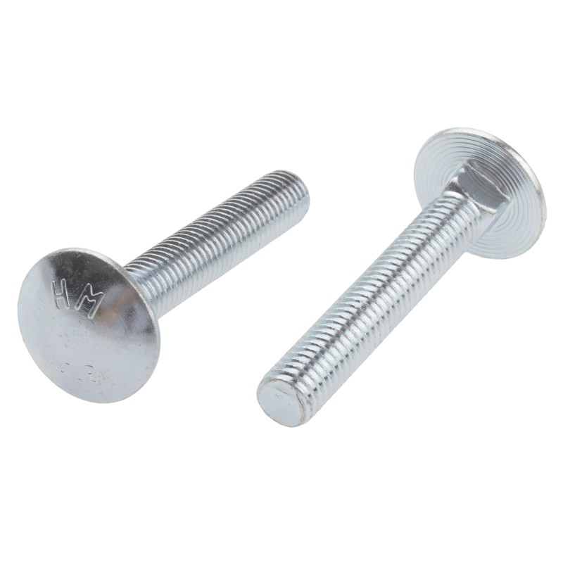 1 Bag of 50 - Bright Zinc Plated Steel Coach Bolt, M8 x 50mm