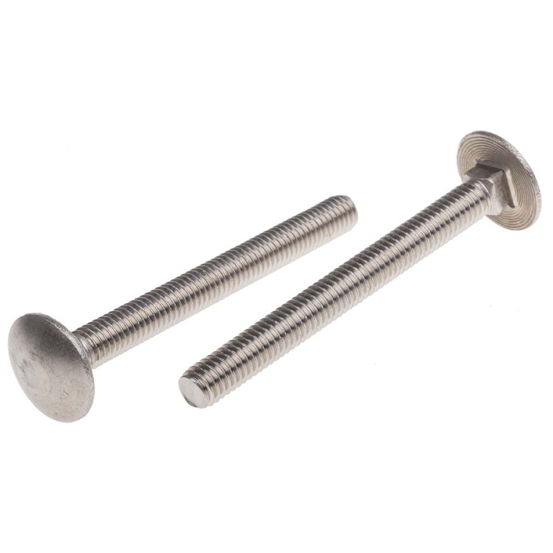 1 Bag of 50 - Plain Stainless Steel Coach Bolt, M6 x 60mm