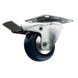 1 pcs - Guitel Hervieu Braked Swivel Castor Wheel, 80kg Capacity, 80mm Wheel