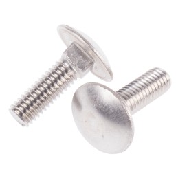 1 Bag of 50 - Plain Stainless Steel Coach Bolt, M6 x 20mm