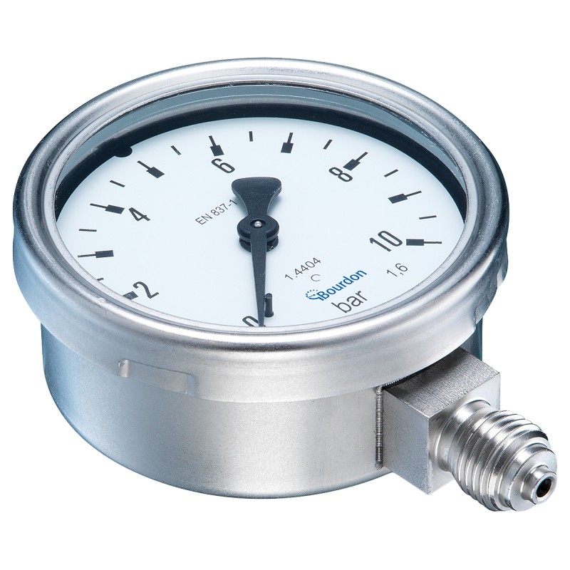 1 pcs - Bourdon G 1/4 Analogue Pressure Gauge 10bar Bottom Entry, MEX3D20B22, UKAS, 0bar min.