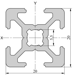 1 pcs - RS PRO Silver Aluminium, Anodized Profile Strut, 20 x 20 mm, 6mm Groove, 1m Length