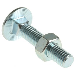 1 Bag of 50 - Bright Zinc Plated Steel Coach Bolt, M8 x 40mm