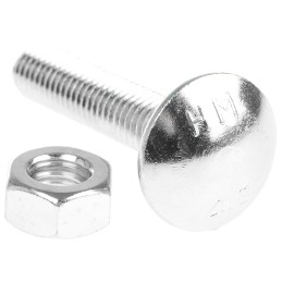1 Bag of 50 - Bright Zinc Plated Steel Coach Bolt, M8 x 40mm