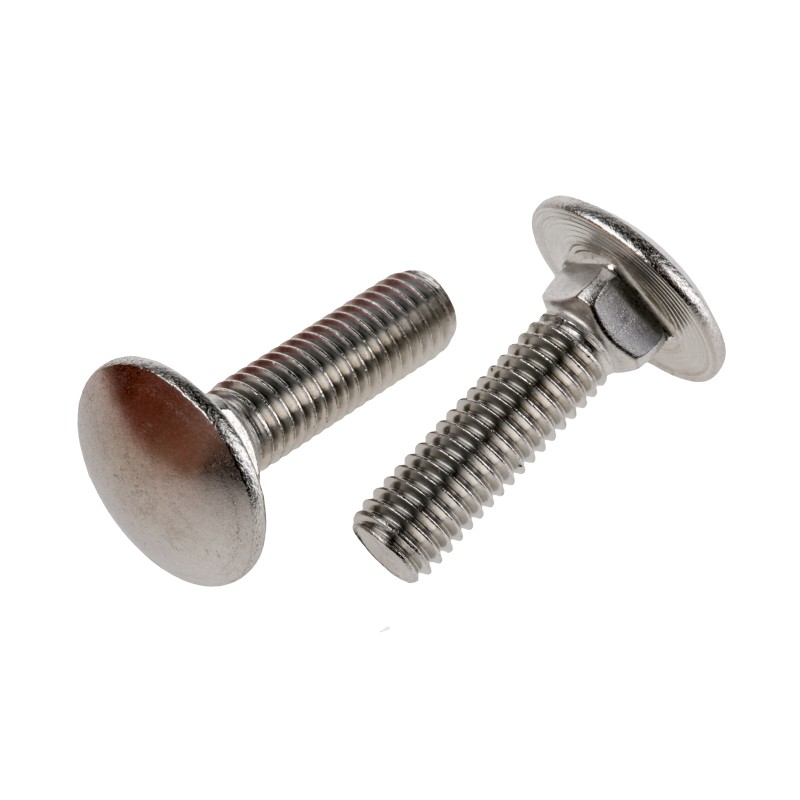 1 Bag of 50 - Plain Stainless Steel Coach Bolt, M8 x 30mm