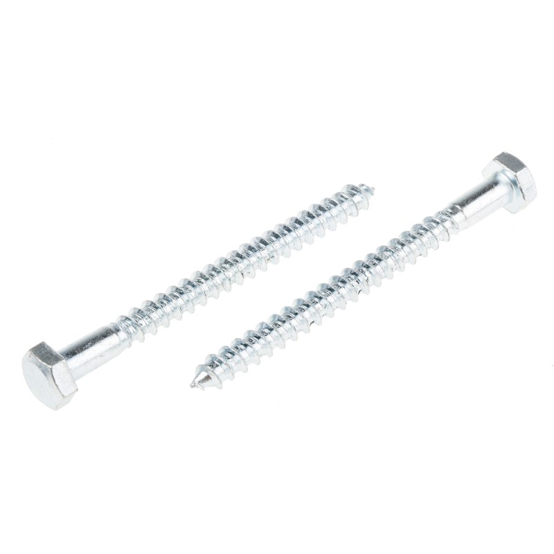 1 Bag of 50 - RS PRO Hex Coach Screw, Steel Bright Zinc Plated, 6mm x 70mm
