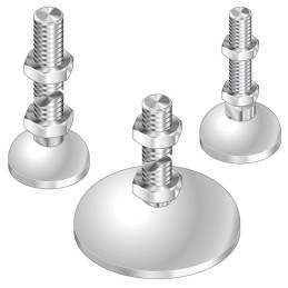 1 pcs - Bosch Rexroth M12 Thread Galvanised Steel Adjustable Foot, 44mm 10mm Groove