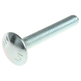 1 Bag of 50 - Bright Zinc Plated Steel Coach Bolt, M6 x 40mm