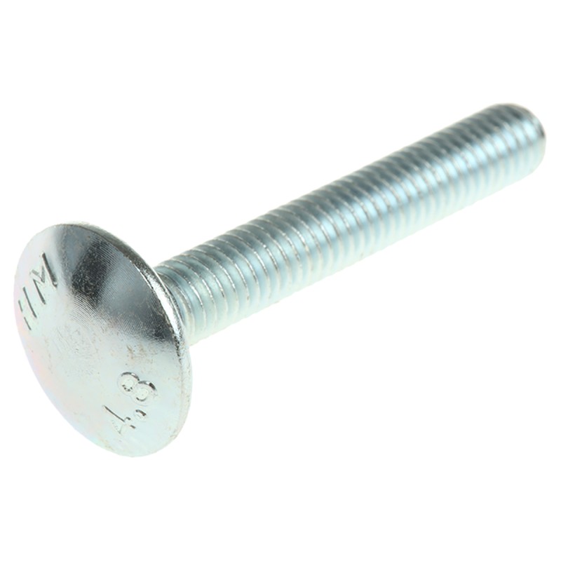 1 Bag of 50 - Bright Zinc Plated Steel Coach Bolt, M6 x 40mm