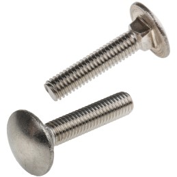 1 Bag of 50 - Plain Stainless Steel Coach Bolt, M6 x 30mm