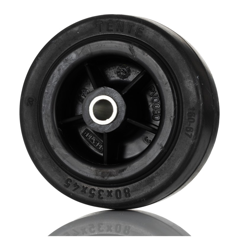 1 pcs - Tente Black Rubber Ageing Resistant Trolley Wheel, 70kg