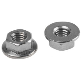 1 Bag of 50 - RS PRO, Plain Stainless Steel Flanged Hex Nut, DIN 6923, M6