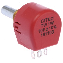 500 pcs - TE Connectivity 10kΩ Rotary Potentiometer 1-Gang Panel Mount, TW1103KA