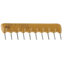 25 pcs - Bourns Bussed Resistor Network 1kΩ ±2% 9 Resistors, 1.25W Total, SIP package 4600X Through Hole