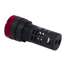 1 pcs - RS PRO, Panel Mount Red LED Pilot Light, 22mm Cutout, IP30, Round, 24V ac/dc