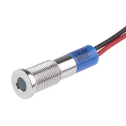 1 pcs - RS PRO Blue Panel Mount Indicator, 12V dc, 6mm Mounting Hole Size, Lead Wires Termination, IP67