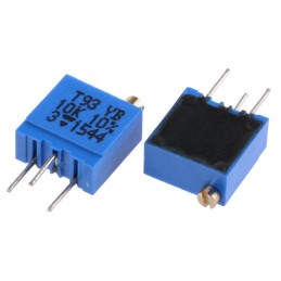 5 pcs - 10kΩ, Through Hole Trimmer Potentiometer 0.5W Top Adjust Vishay, T93