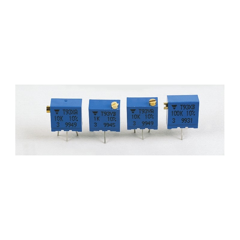 5 pcs - 20kΩ, Through Hole Trimmer Potentiometer 0.5W Top Adjust Vishay, T93